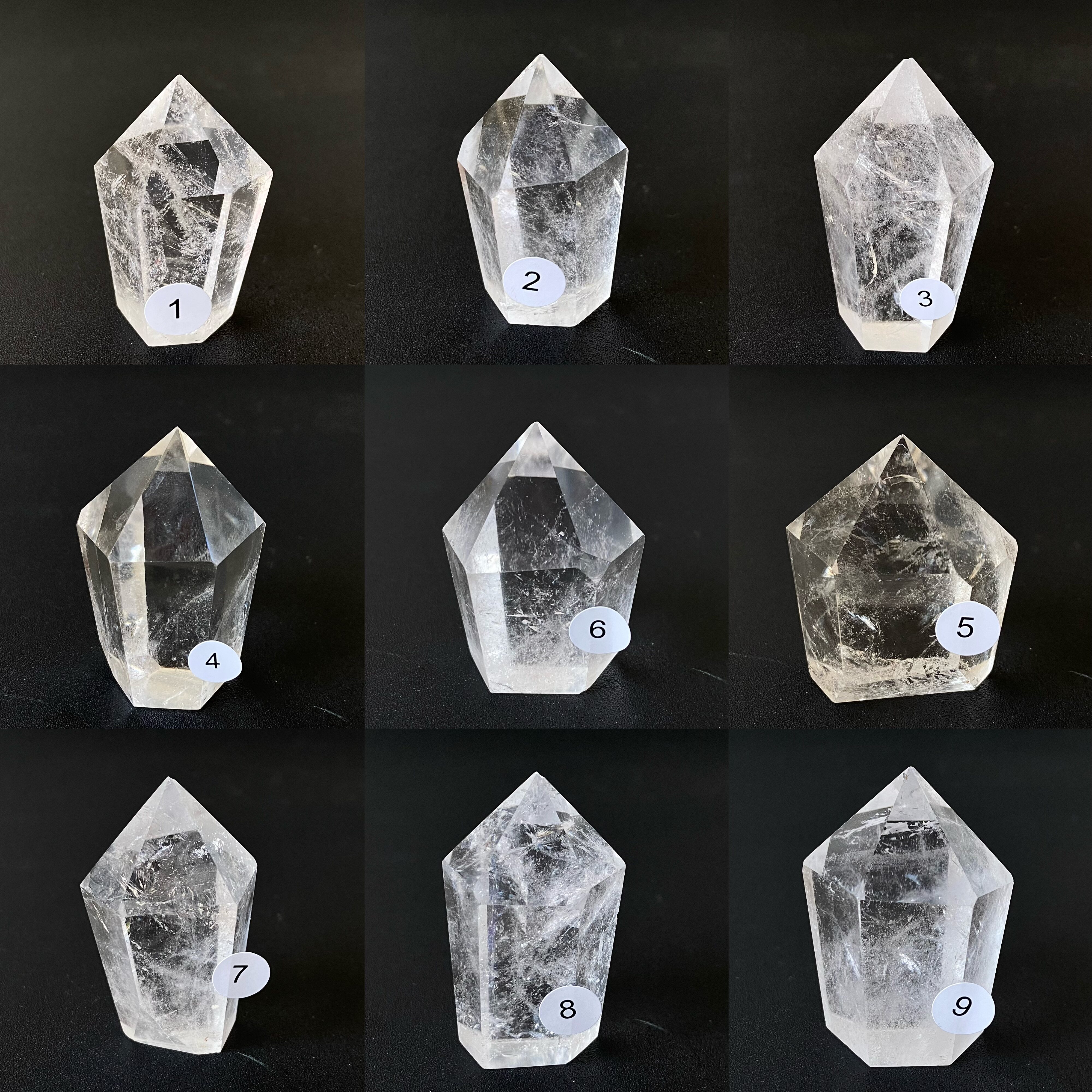 天然白水晶六棱柱摆件