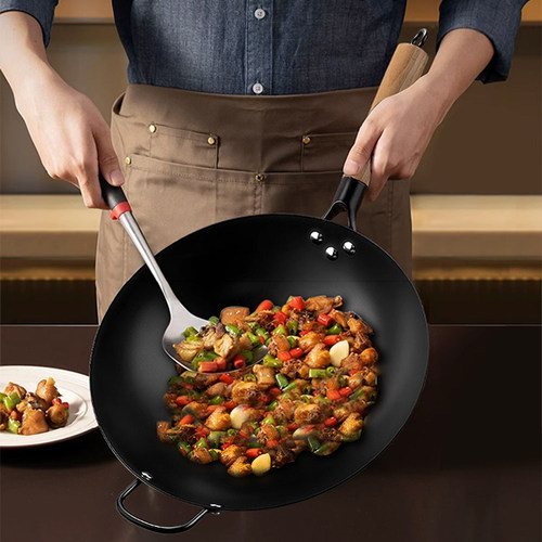 厂家直销炒锅不粘锅无涂层锅家用老式炒菜锅免开锅电磁炉燃气专用