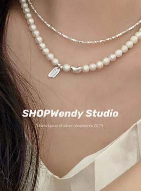 天然淡水珍珠碎银子锁骨链