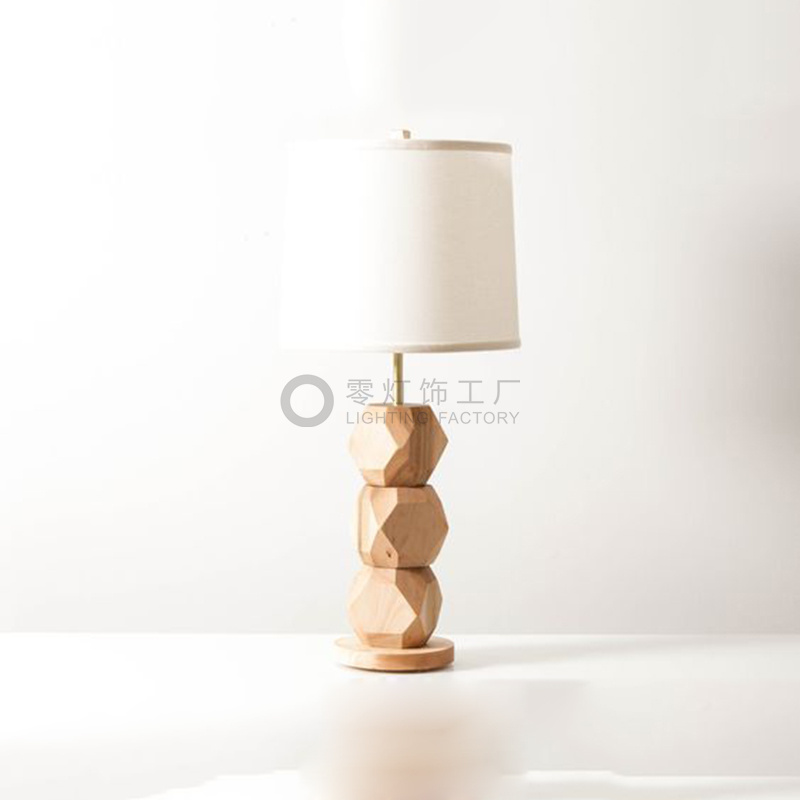 现代时尚复古简约正方形实木台灯 酒店客厅书房卧室床头定制台灯