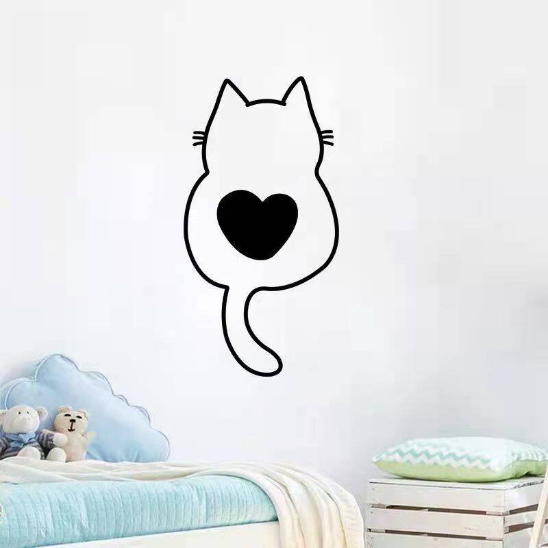 可爱猫咪背影卡通贴纸 网红店玻璃门墙面装饰贴画 创意窗贴防撞贴