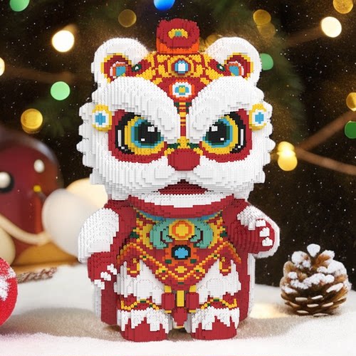 超大醒狮积木益智玩具拼装摆件