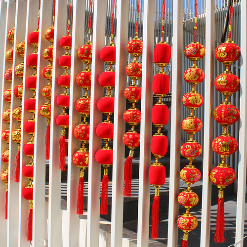 植绒连串新年灯笼防水防晒