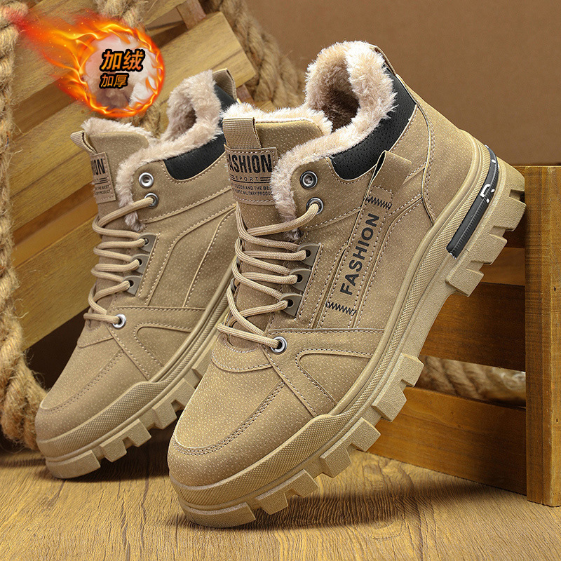 2025年冬季新款工装男鞋加绒加厚高帮棉鞋英伦风保暖男士马丁靴子