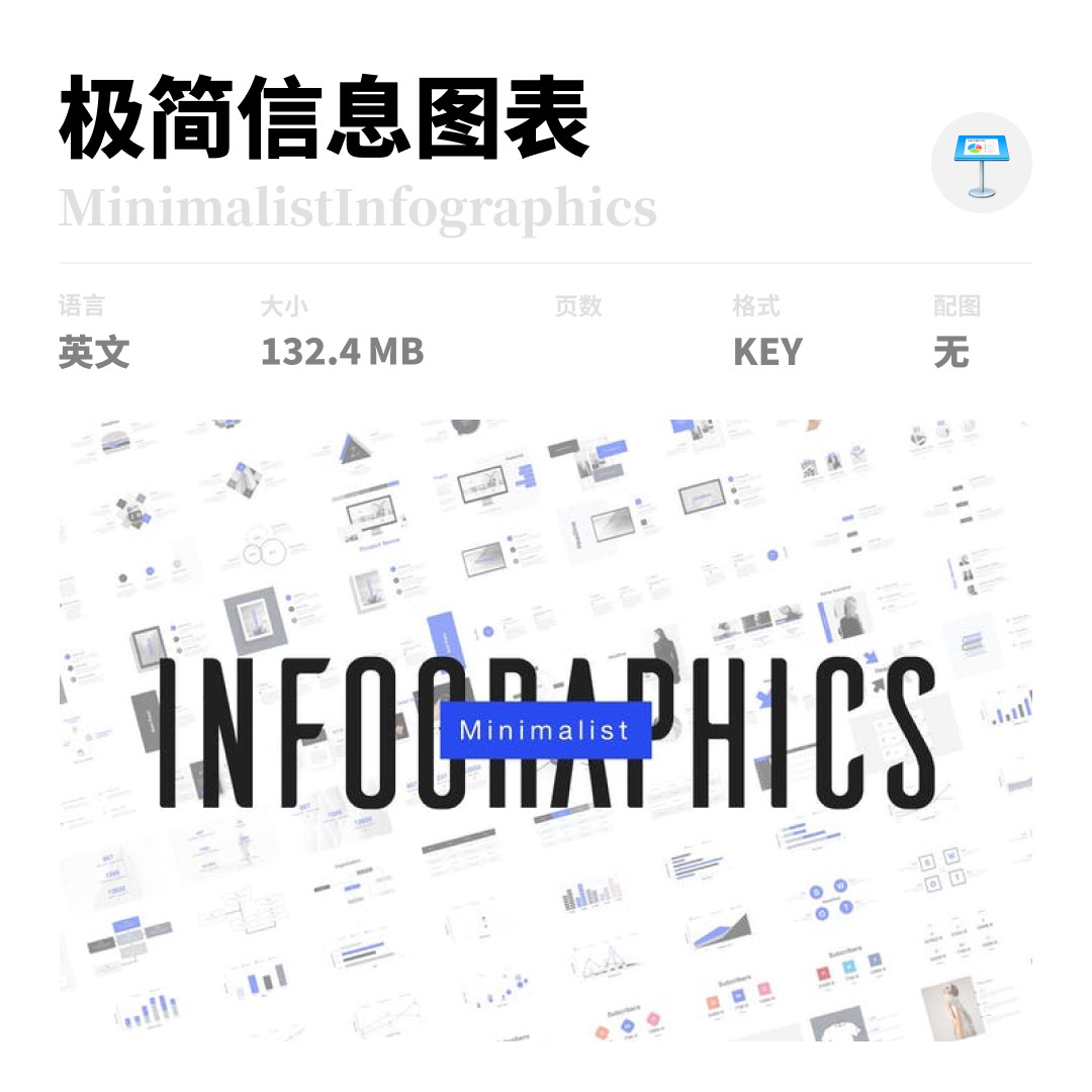 【极简信息图表】ppt动态模版keynote蓝色超大气信息数据图表素材