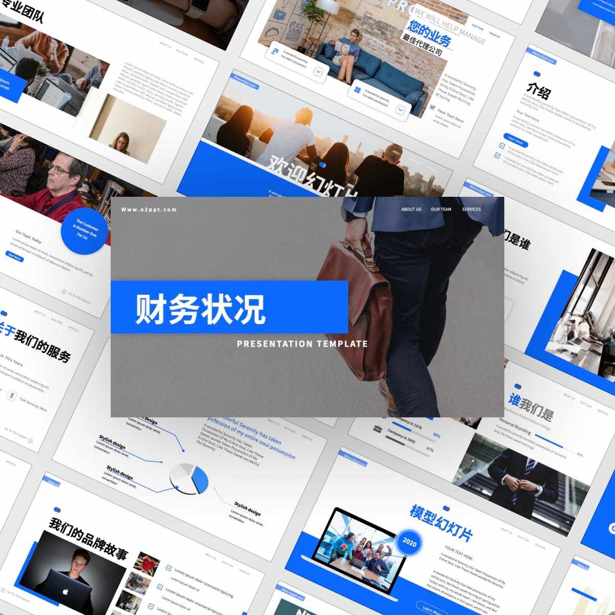 【财务状况】蓝色商务ppt模版keynote可自定义财务数据分析图表