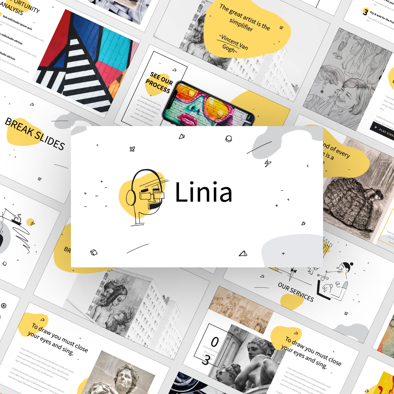 艺术时尚ppt英文模板keynote创意设计感小众个性