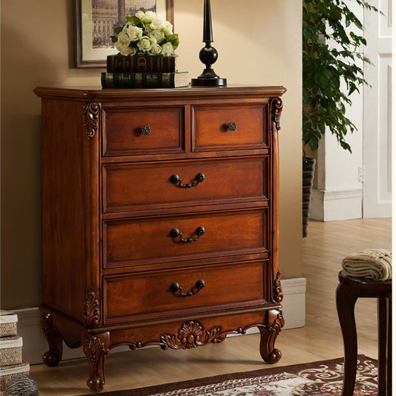 美式实木斗柜卧室床边仿古大容量