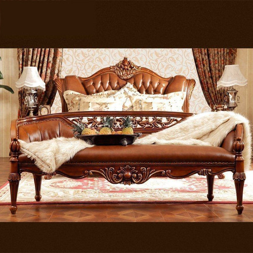 美式床尾凳全实木头层牛皮