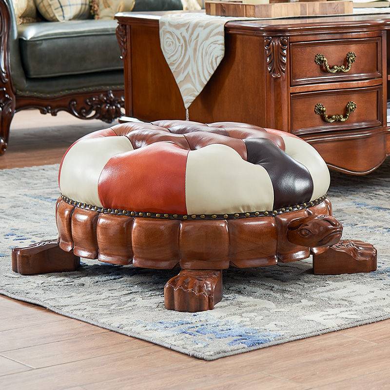美式风真皮儿童创意招财沙发凳