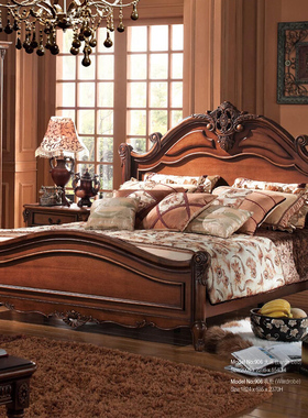 美式实木床卧室双人床公主床18米婚床欧式复古奢华床别墅高档家具