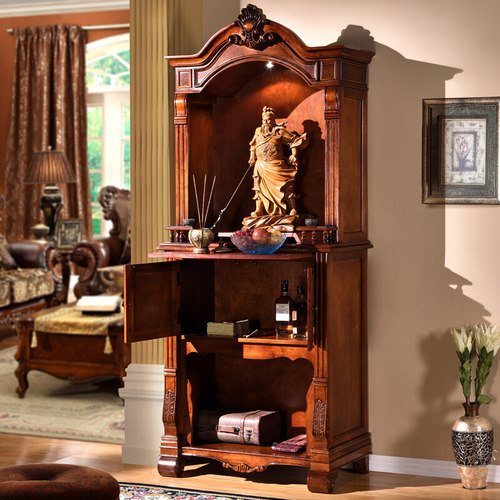 美式实木观音菩萨带门佛堂神台