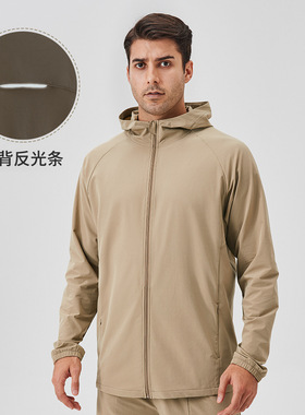 男士运动外套秋冬拉链防风帽杉户外宽松休闲跑步健身夹克41522