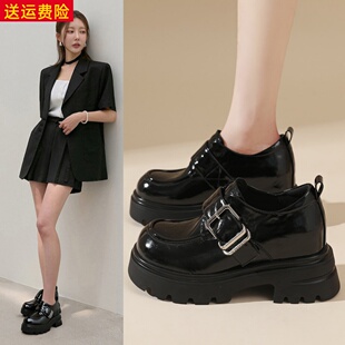 网红甜美厚底轻便休闲时尚乐福鞋女2026春季新款显小脚瘦英伦女鞋