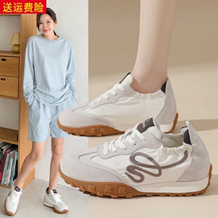 网红甜美休闲百搭增高透气德训鞋女2026春季新款显小脚瘦轻便女鞋