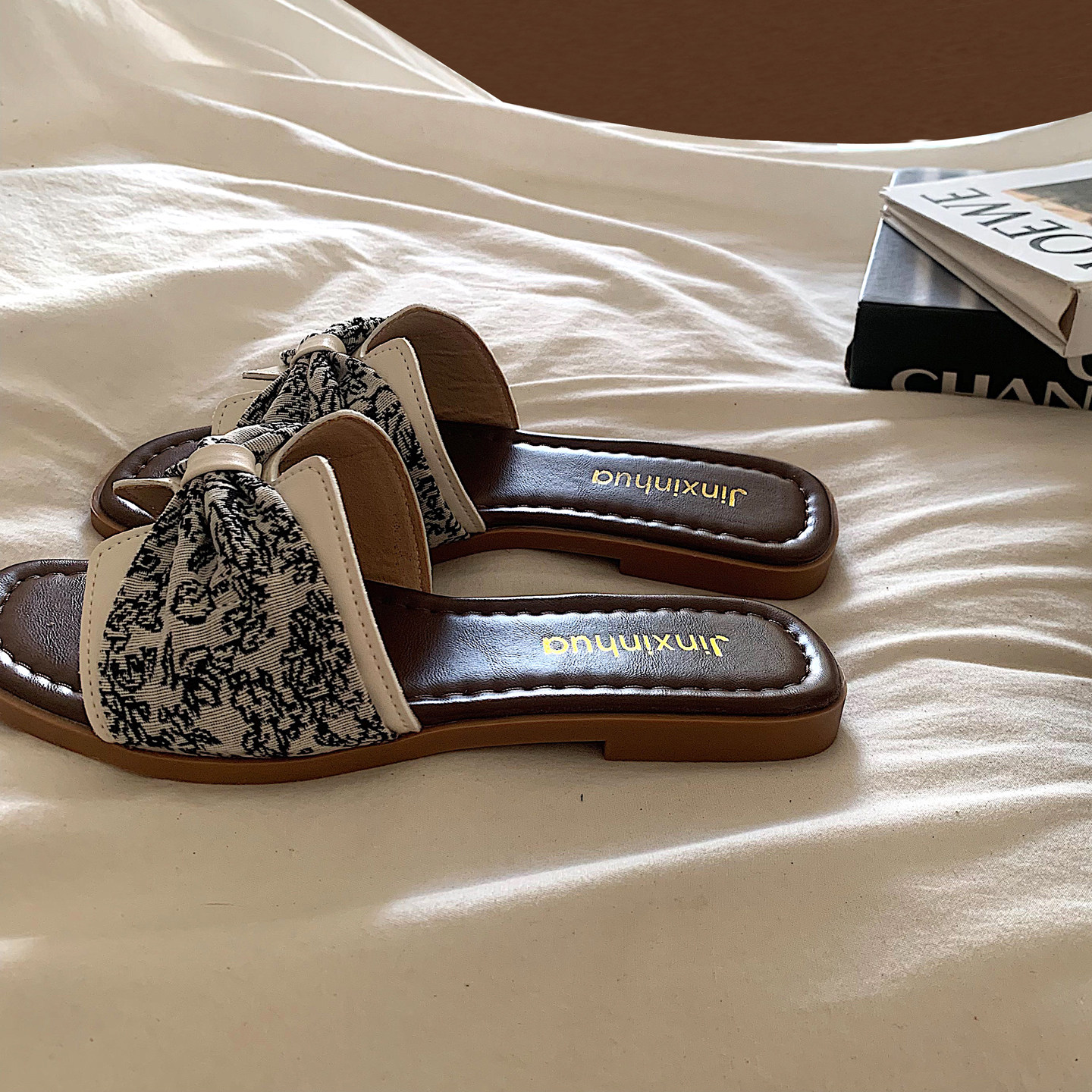 金屿鹿 国风新中式~温柔复古一字拖女夏ins配裙子绝美度假凉拖鞋,女鞋,一字拖,淘宝优惠券,粉丝福利购,淘宝优惠卷