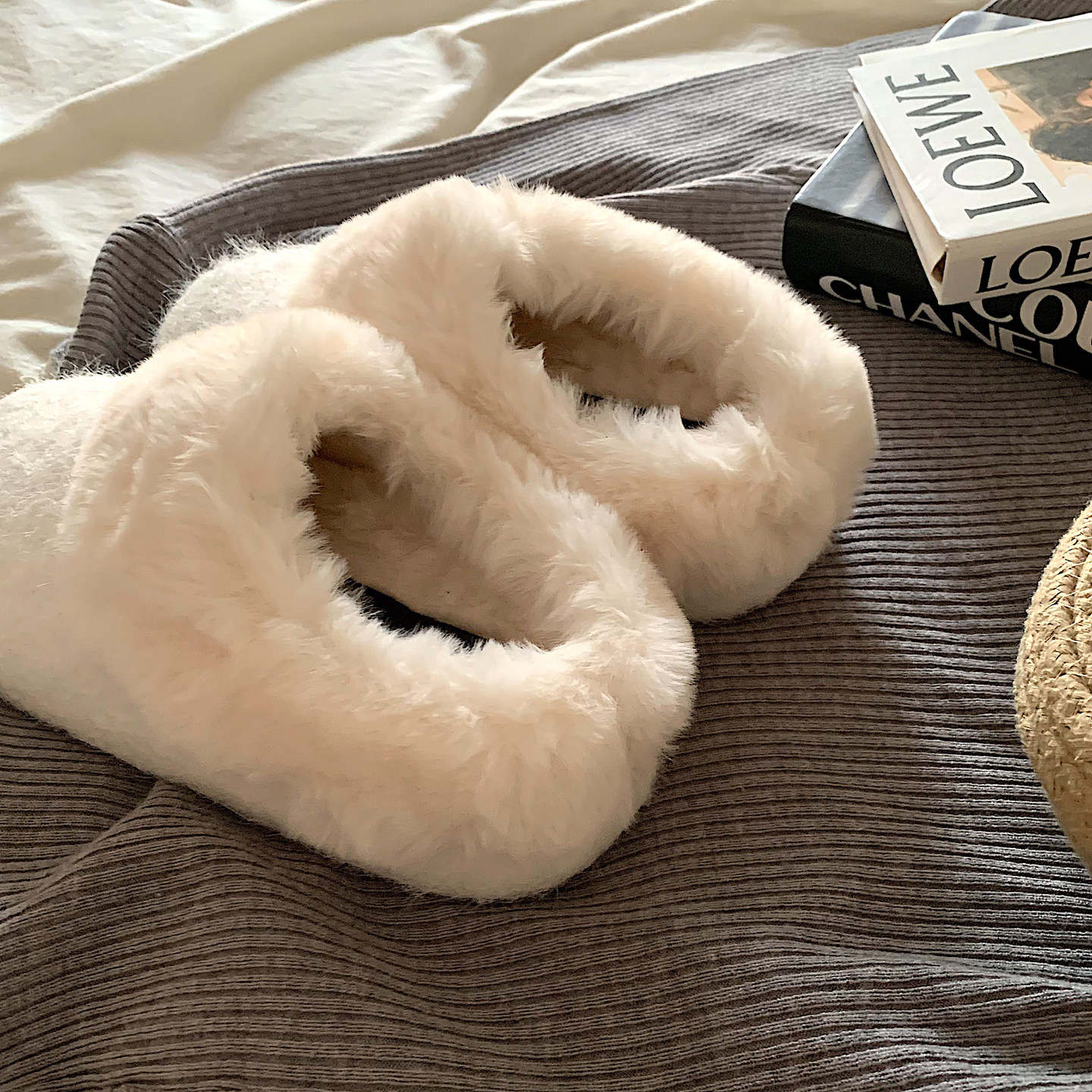 绒绒奶兔~ins温柔风加绒厚底毛毛拖鞋女冬外穿网红百搭勃肯棉拖鞋,女鞋,毛毛鞋,淘宝优惠券,粉丝福利购,淘宝优惠卷