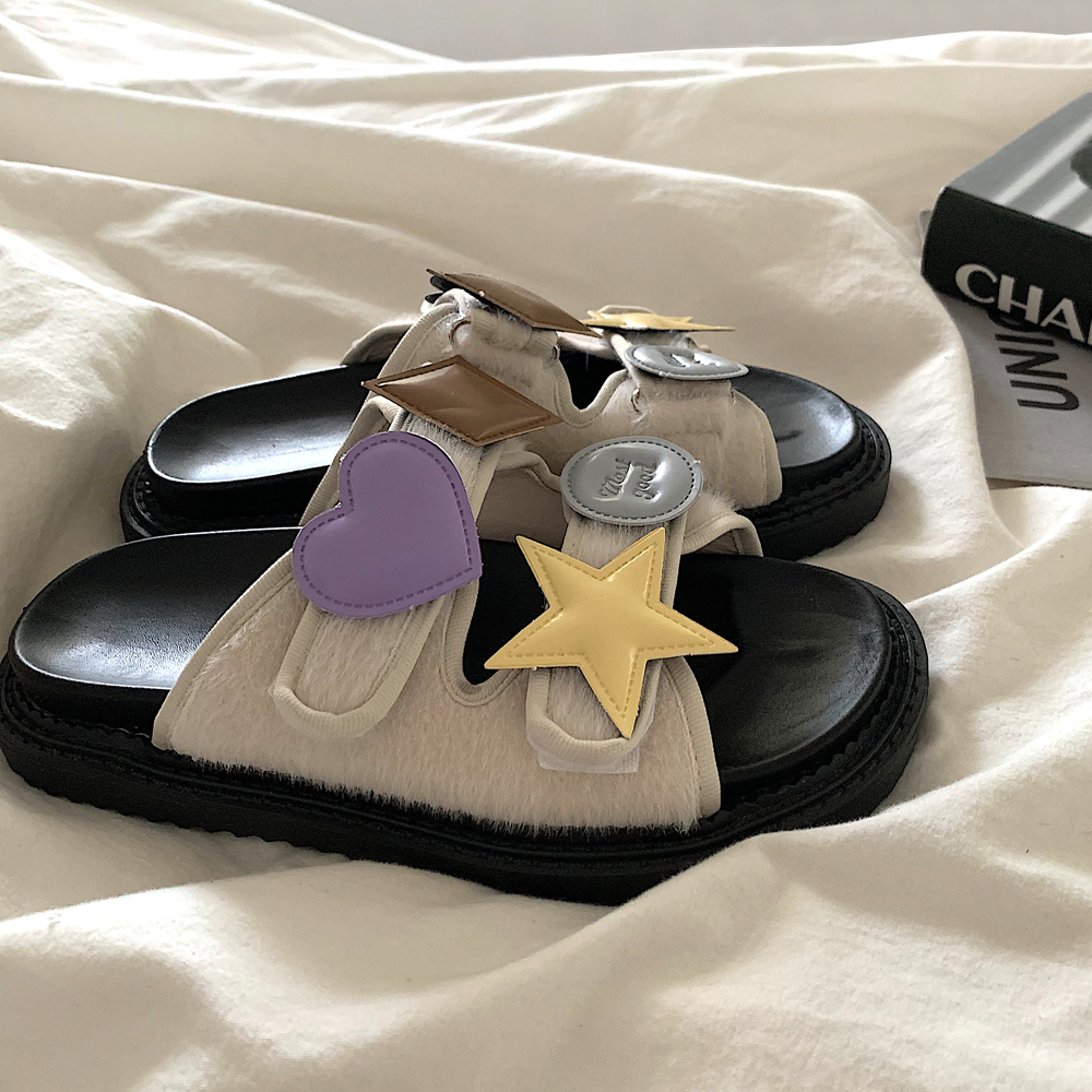 金屿鹿日系星星魔术贴网红拖鞋