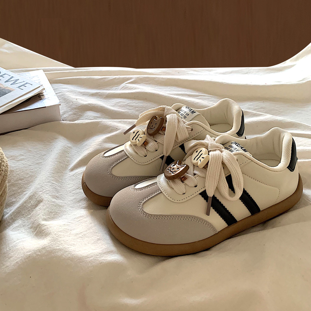 小众设计复古德训鞋女2025新款韩系奶油小白鞋港风学生休闲板鞋潮,女鞋,时尚休闲鞋,淘宝优惠券,粉丝福利购,淘宝优惠卷