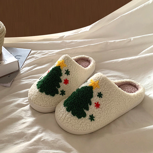 金屿鹿日系软萌可爱包头毛毛拖鞋女秋冬季可外穿韩版居家保暖棉拖
