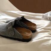 一脚蹬懒人包头半拖鞋 ins韩国炭灰色厚底勃肯鞋 韩版 2025新款 女鞋