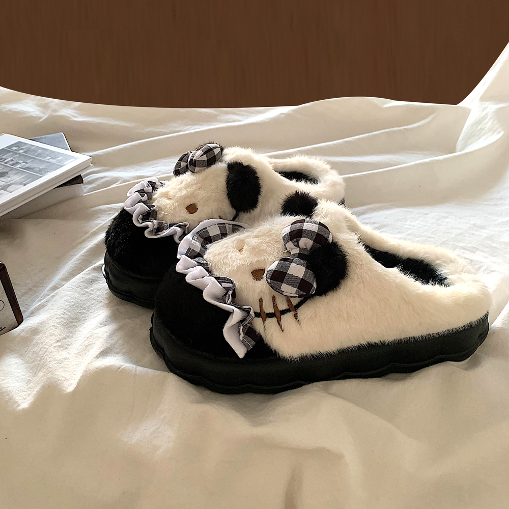 软萌kt猫加绒保暖厚底毛毛棉拖