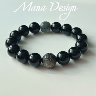 【幽曜】天然和田玉黑曜石手链男款手串饰品礼物送男友 顺丰包邮