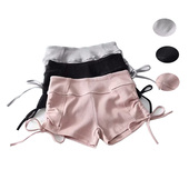 包臀舞蹈裤 抽绳系带针织瑜伽健身裤 女复古短款 高腰蜜桃臀运动短裤