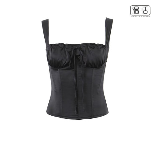 鱼骨束腰吊带背心辣妹上衣
