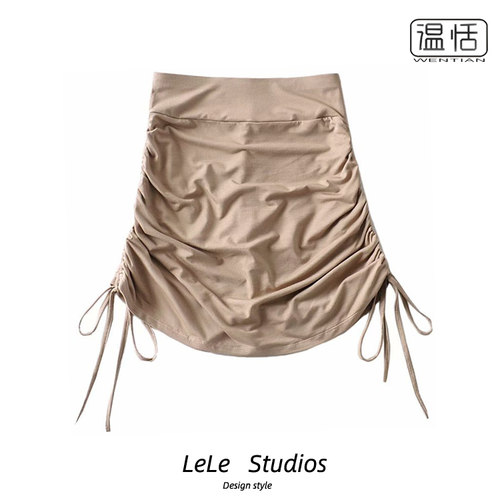 欧美提臀两侧抽绳系带半身裙包邮