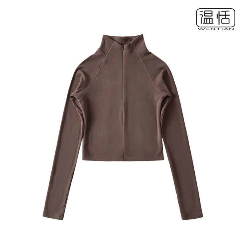 长袖美式辣妹双面德绒女立领上衣