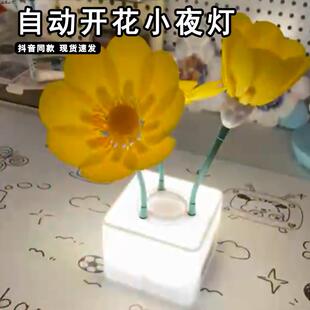 电款自动灯卧室开花小夜灯新款会插感灯创意的睡眠氛围2025高颜值