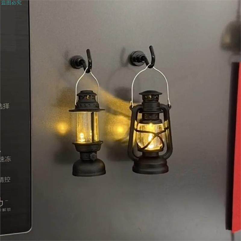 冰箱贴小夜灯复古真迷你小灯磁吸挂件装饰卧室睡眠灯户外氛围灯