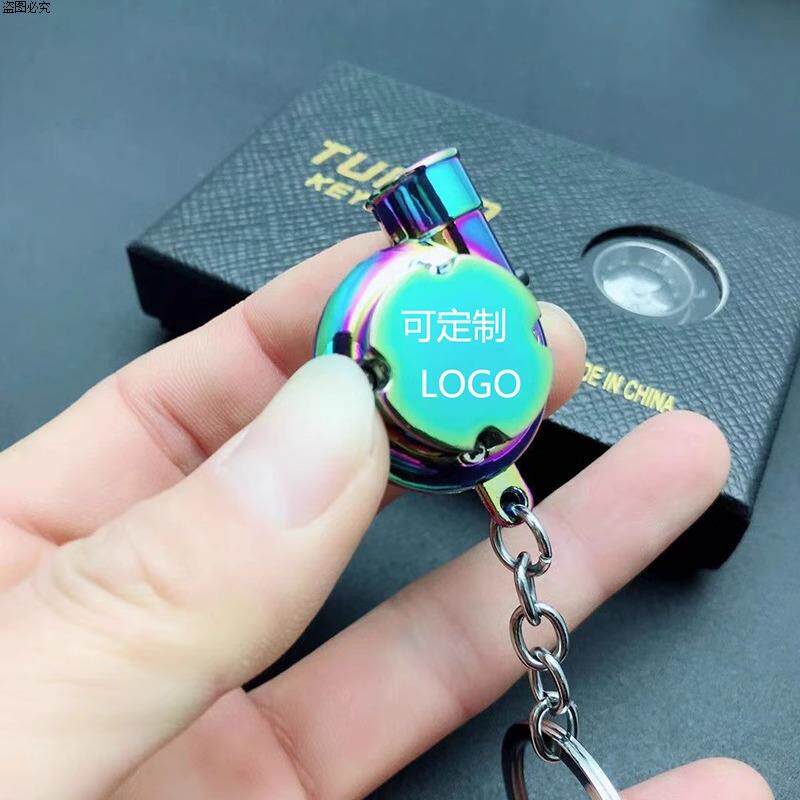 网红led泄压阀灯光钥匙扣声浪挂饰金属增压挂件口哨涡轮声音汽车
