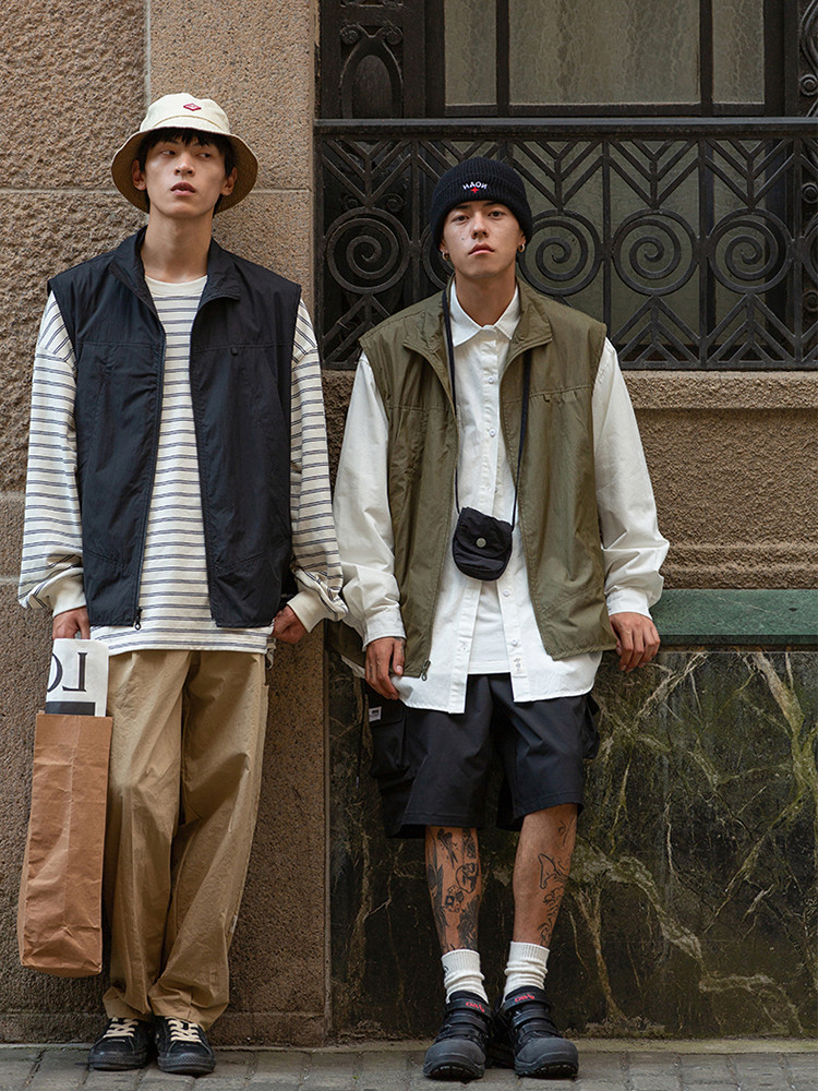 Cityboy ジャパニーズトレンディブランドマルチポケットワークウェアベストメンズサマールーズ機能ベストジャケットトレンド