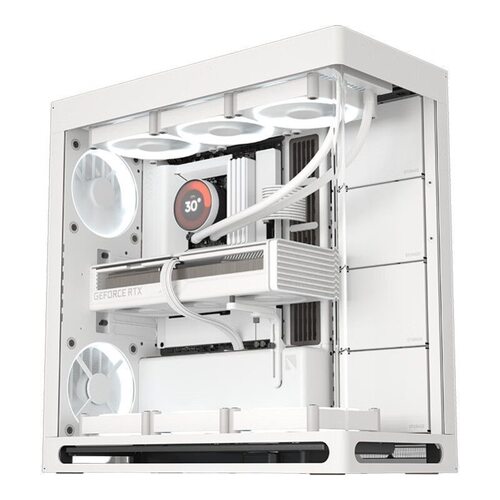 HAVN HS420白色海景房机箱曲面玻璃显卡竖装支持EATX主板420水冷