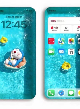 张夏日泳池卡通4K超清安卓苹果通用手机壁纸蜡笔小新宝可梦