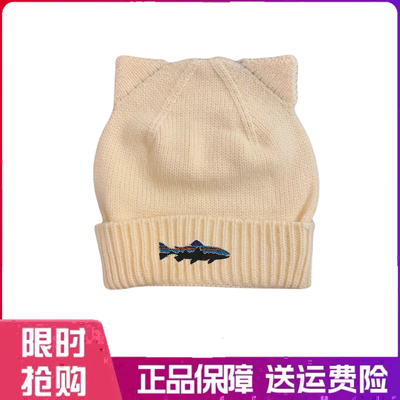 户外帽子猫耳朵冷帽韩版百搭可爱保暖护耳大头围显脸小针织绒线帽