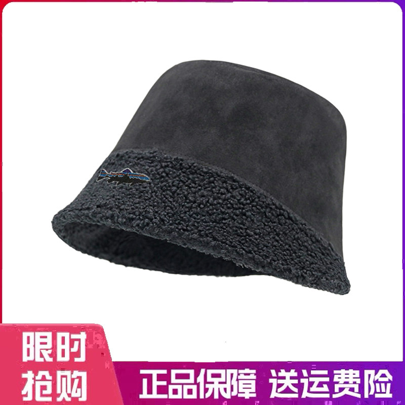 户外帽子秋冬遮脸渔夫帽女麂皮绒纯色盆帽百搭显脸小水桶帽韩版