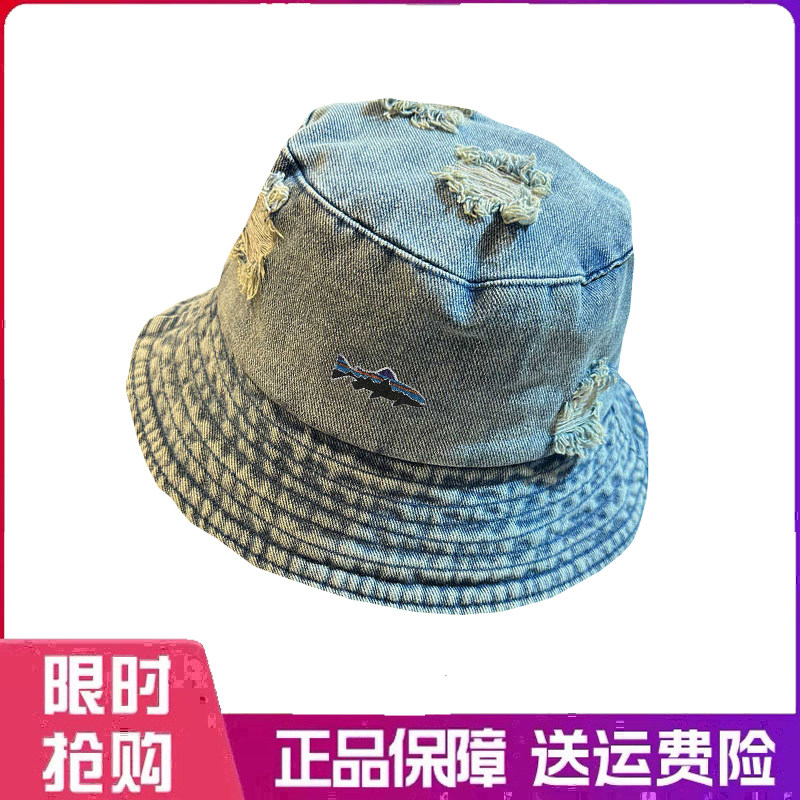 户外帽子个性水洗破洞牛仔渔夫帽女四季防晒遮阳帽韩复古百搭盆帽