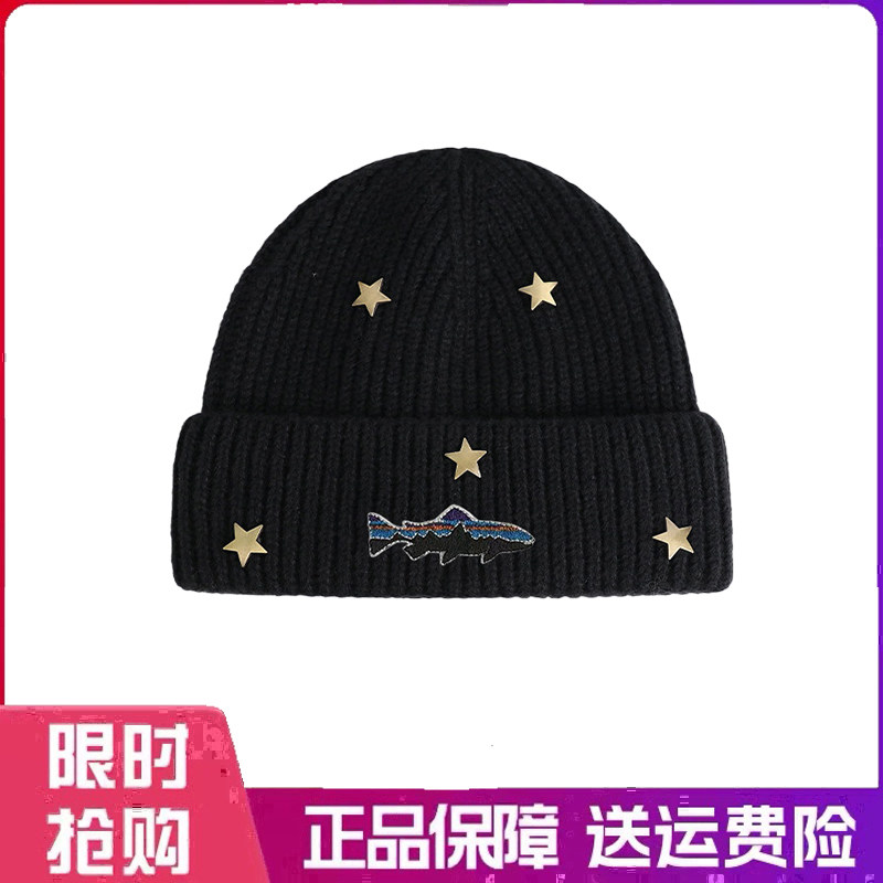 户外帽子金属星星针织毛线帽女秋冬新款保暖百搭显脸小街头冷帽