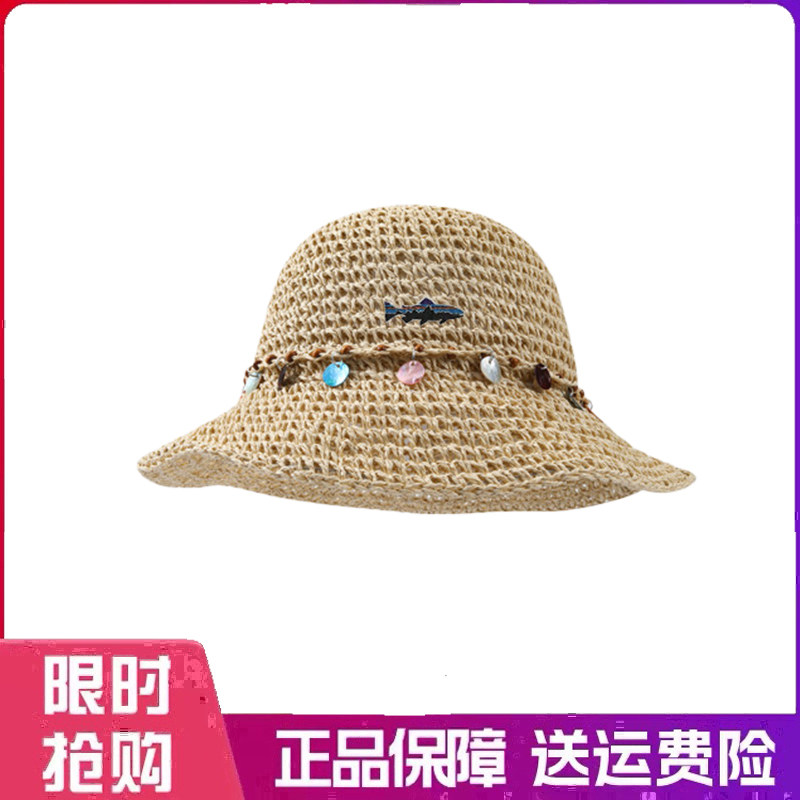户外帽子民族风贝壳装饰镂空草帽女夏季防晒透气遮阳帽沙滩太阳帽