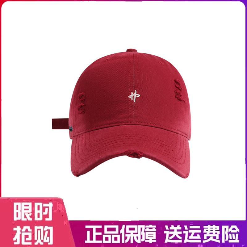 户外帽子韩版简约小H刺绣棒球帽子女弯帽檐显脸小大头围鸭舌帽子