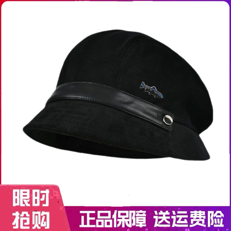 户外帽子复古灯芯绒渔夫帽女秋冬时尚显脸小贝雷帽韩系文艺画家帽