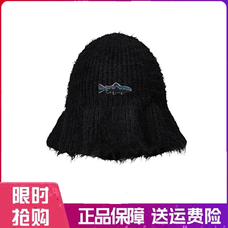 户外帽子毛绒女冬季可爱网红保暖仿貂毛加绒长毛毛针织毛线渔夫帽