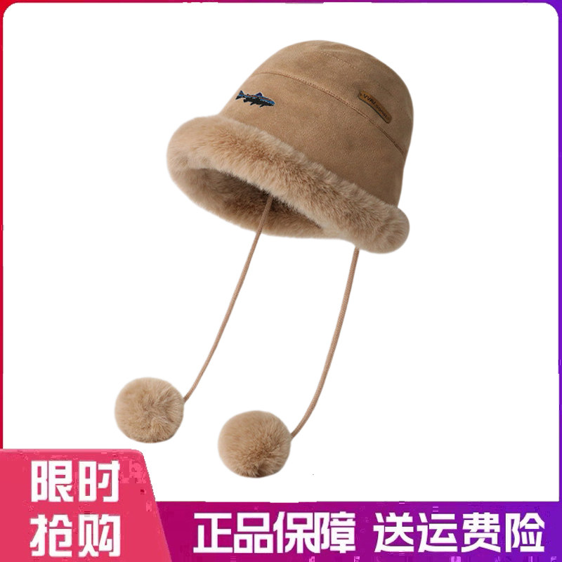 户外帽子女冬季加厚毛绒渔夫帽东北帽显脸小保暖护耳防风防寒盆帽
