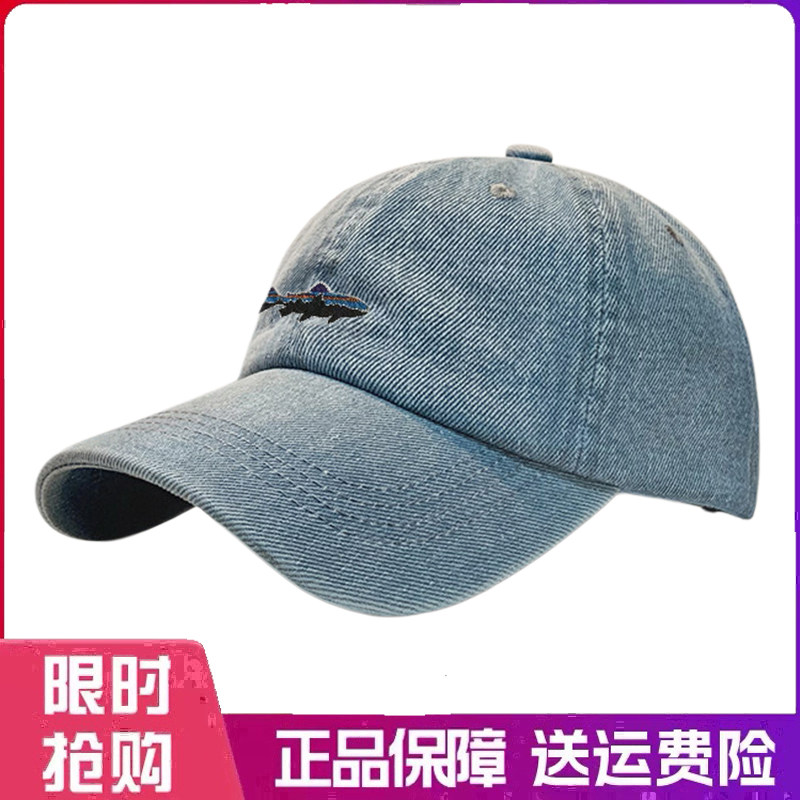 户外帽子水洗牛仔棒球帽女宽帽檐显脸小做旧鸭舌夏遮阳男款大头围