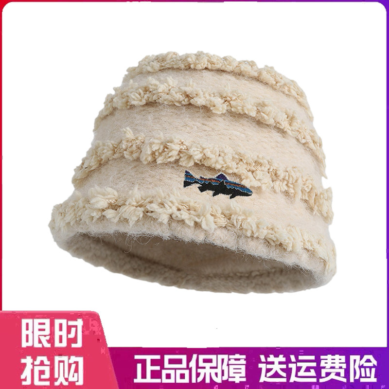 户外帽子针织条纹显脸小毛绒包头帽女冬季韩版保暖可爱针织堆堆帽