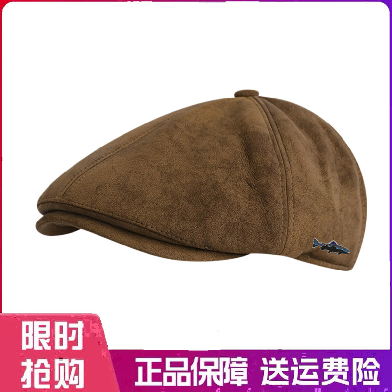户外帽子秋冬复古麂皮绒前进帽男女纯色英伦风画家帽街头感报童帽