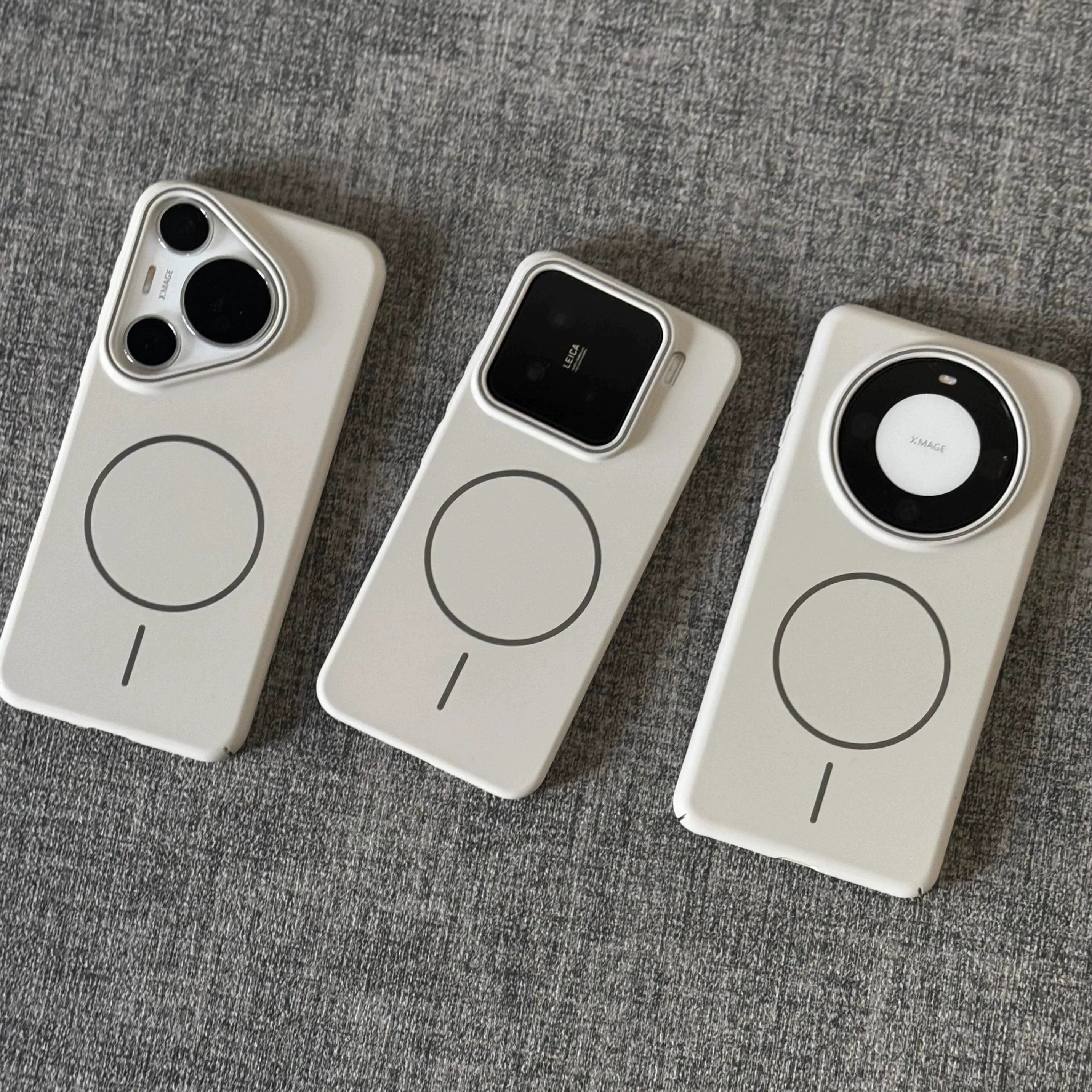 高级白色Magsafe磁吸无线充电适用苹果小米15手机壳14肤感微磨砂华为mate60pro亚克力pura70硬nova13套majic7